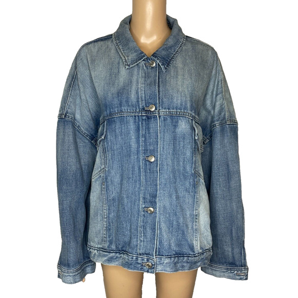 Women's 2X/3X Point Sur J.Crew Beach Way Light Wash Denim Trucker Jacket - Picture 1 of 6